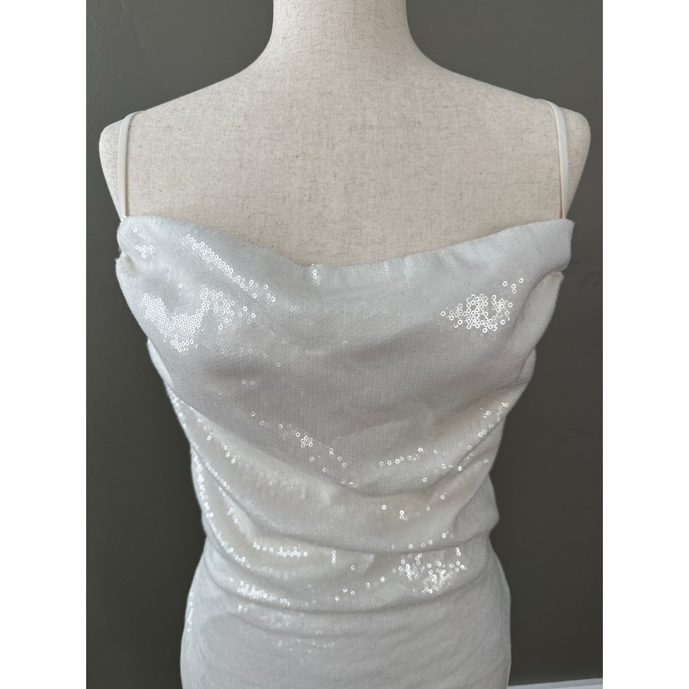 Edikted Sequin Open Back Full Length‎ Gown Dress Sz Small 6 Evening Prom Wedding - Picture 7 of 16